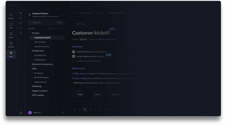 Sprocket Orbit editor inside Microsoft Teams
