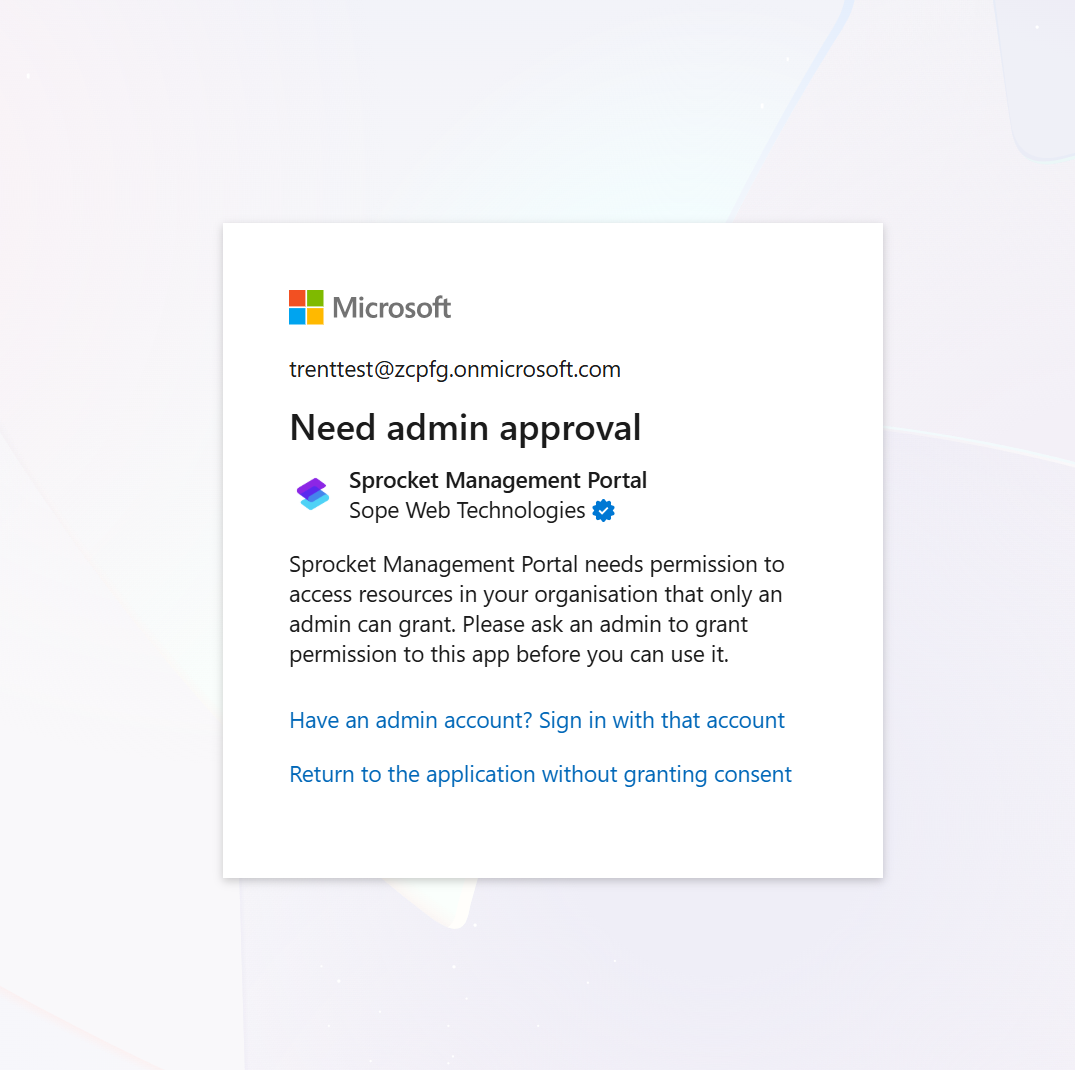 Need Admin Approval Screen
