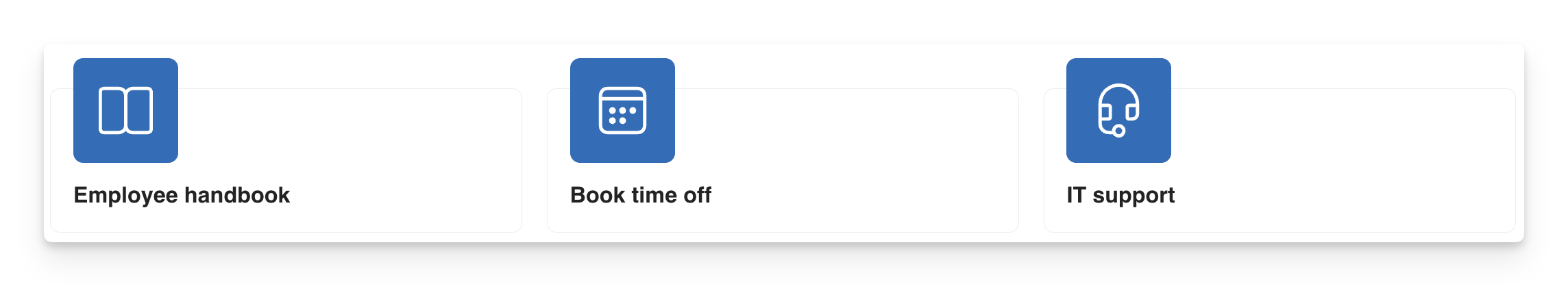 Quick Links Compact layout showing three sample tiles with icons above their titles