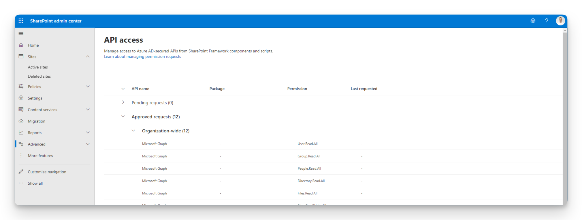API Approval table