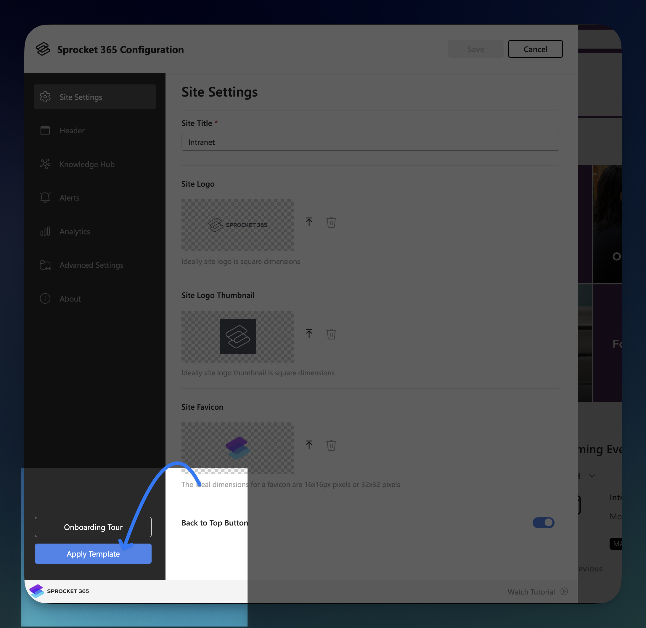Template Gallery Entry Button