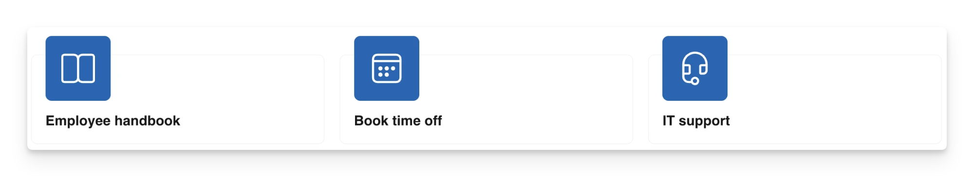 Quicklinks web part in the Compact layout, with a filled icon tile and title for each link