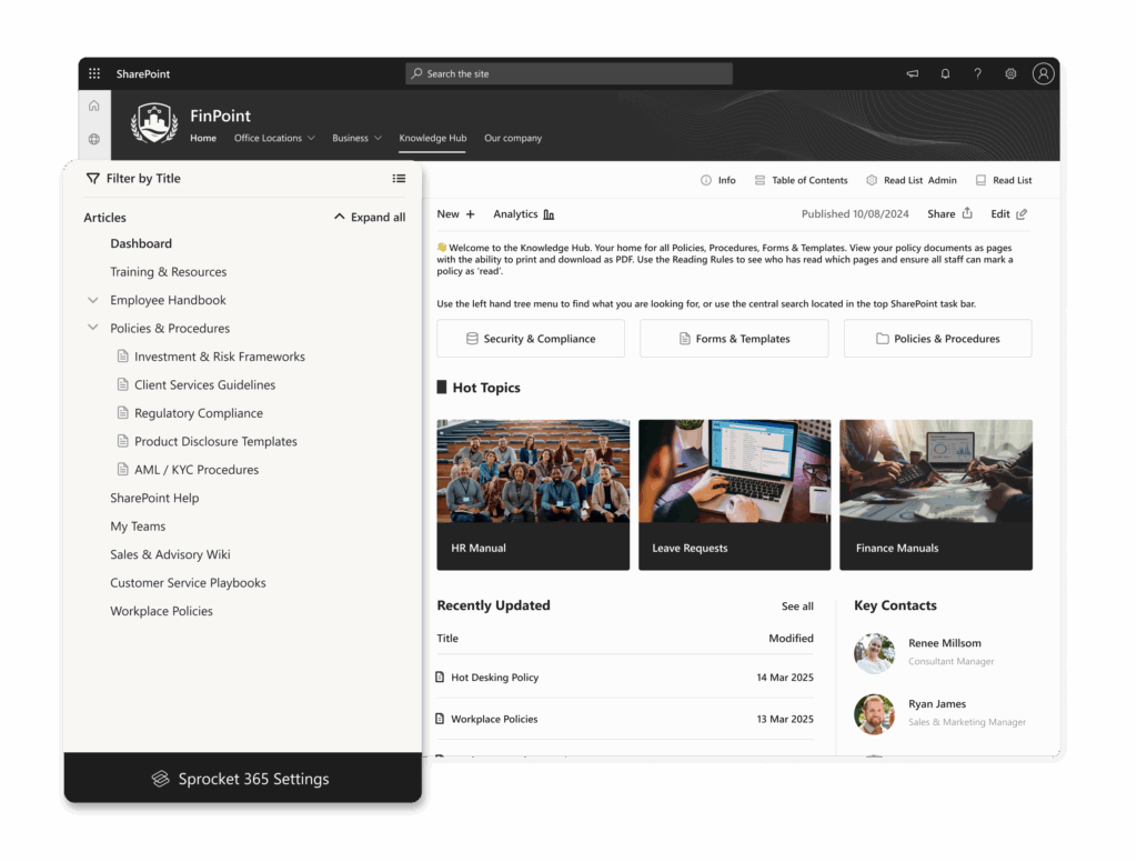 SharePoint Knowledge Base for Financial Services