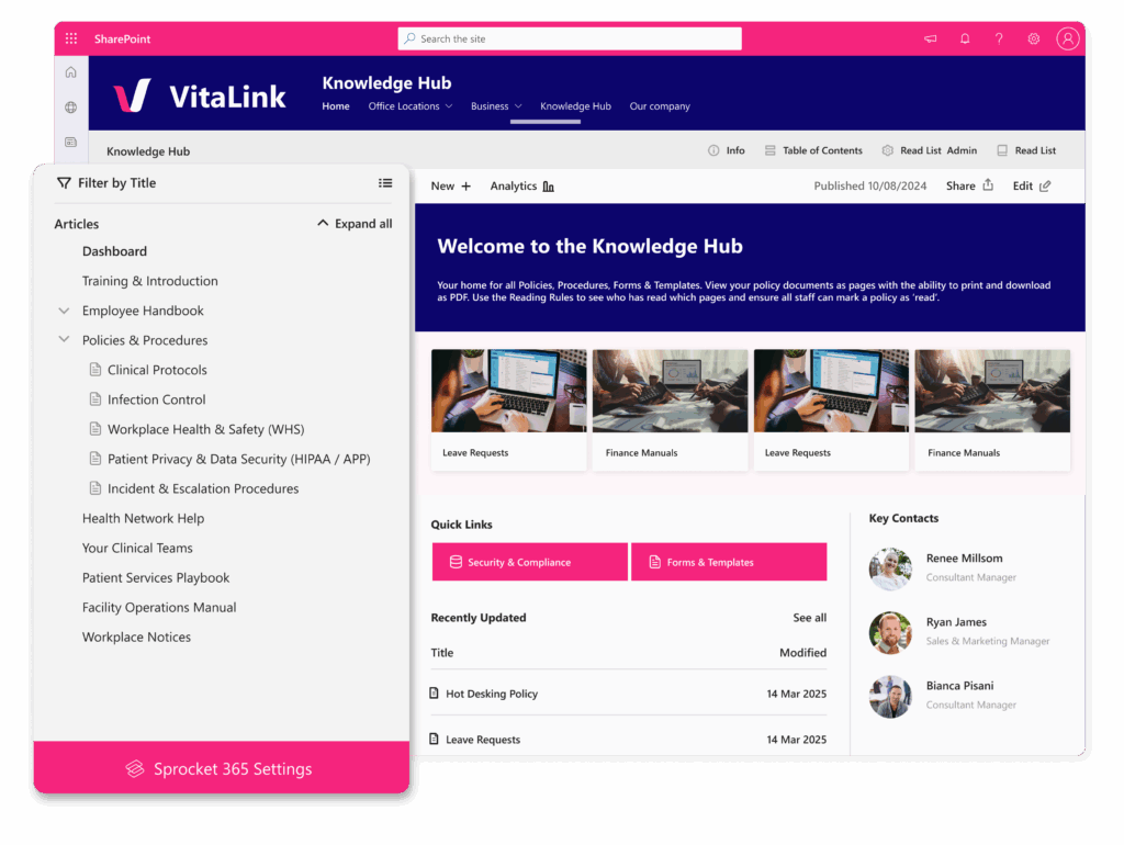 SharePoint Visual Structure Knowledge Base Healthcare
